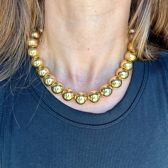 Extra Large Gold Beaded Necklace - Picture 2 of 12
